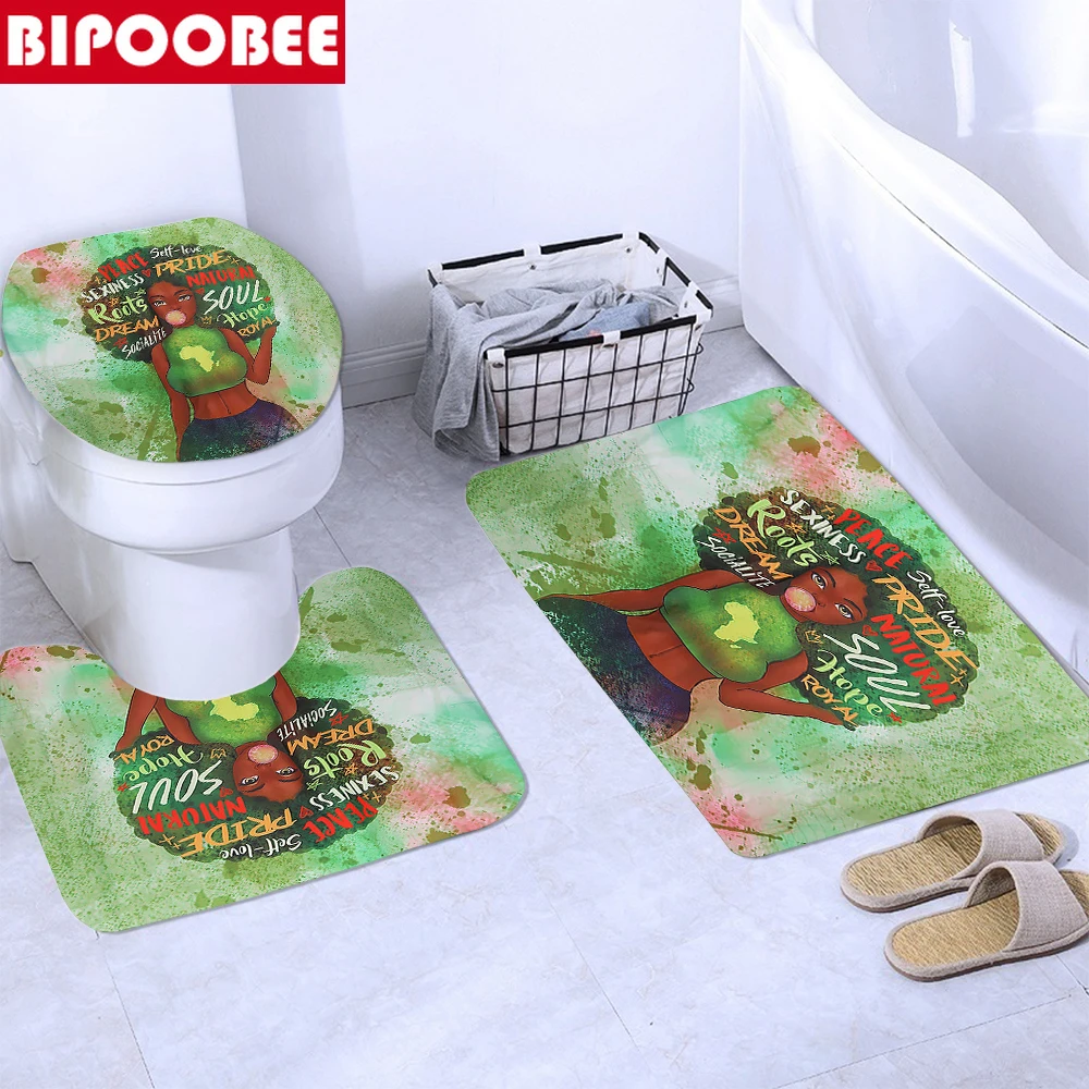 Занавеска для душа африканская девочка набор нескользящих ковриков коврик