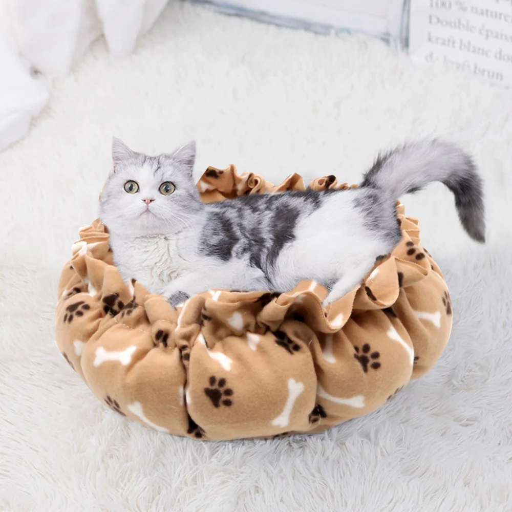 

OLN Soft Dog Cat Bed Cushion for Small Medium Pets Dogs Mat Winter Cat Basket Round Fluffy Puppu Kitten Indoor Animals Supplies