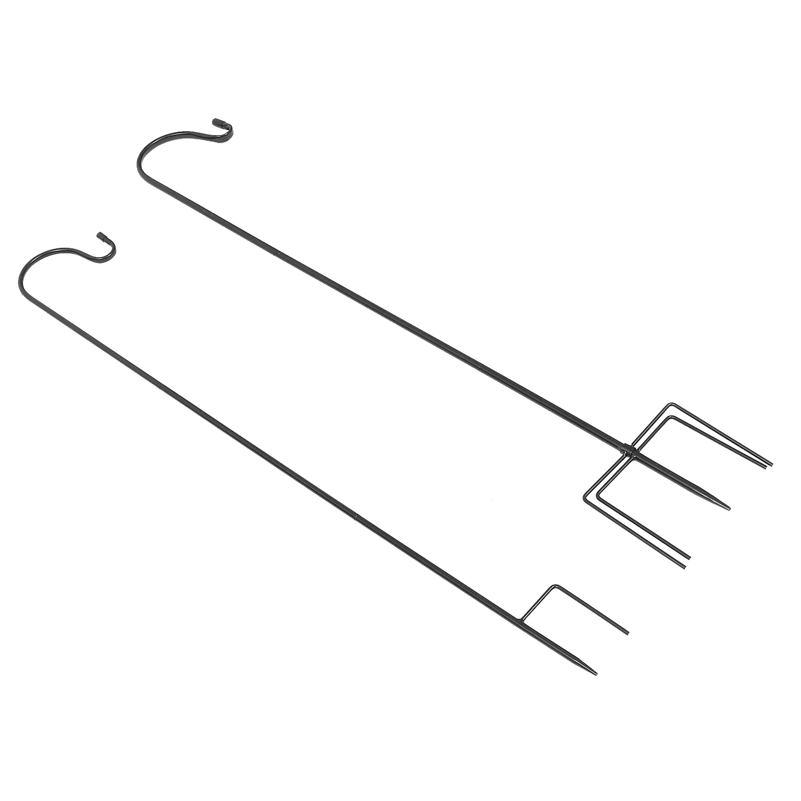 

2Pcs Anti-rust Garden Ground Rod Lawn Iron Pole Holder Streetlamp Hook Black