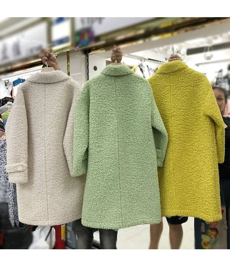 2022 Women's Imitation Lamb Down Jacket Women Coat Fur Coat Winter Winter Fur Coat Woman Made Fur Coat Oversized Fluffy Coat