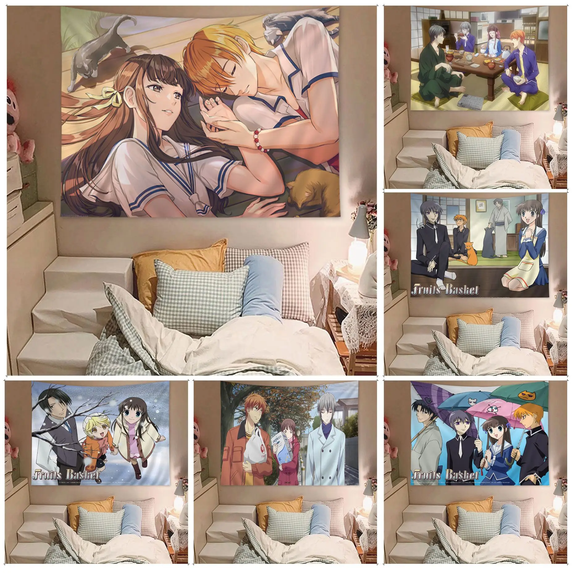 

Fruits Basket Anime Tapestry Art Printing Hanging Tarot Hippie Wall Rugs Dorm Art Home Decor