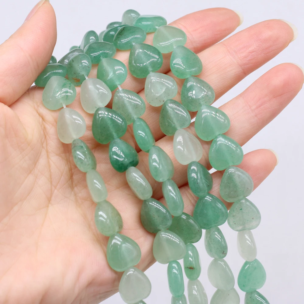 Купи Natural Stone Heart Beads Green Aventurine Healing Stone Pendants Loose Beads For Jewelry Making Bracelet Handmade Crafts 14mm за 207 рублей в магазине AliExpress