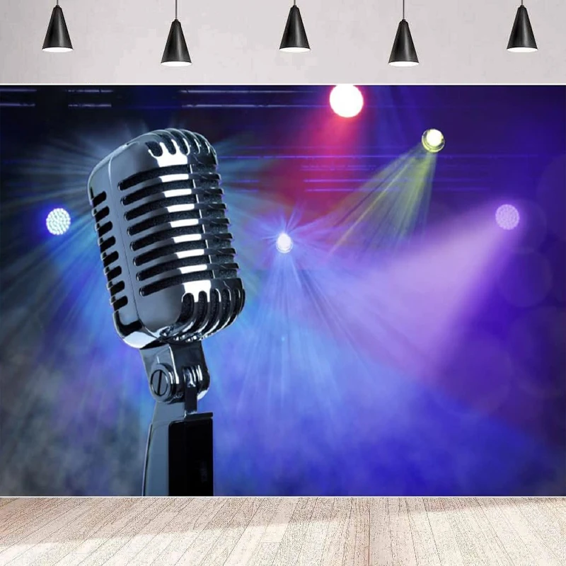Черный микрофон музыкальный фон для фотосъемки караоке танцы дискos вечеринка