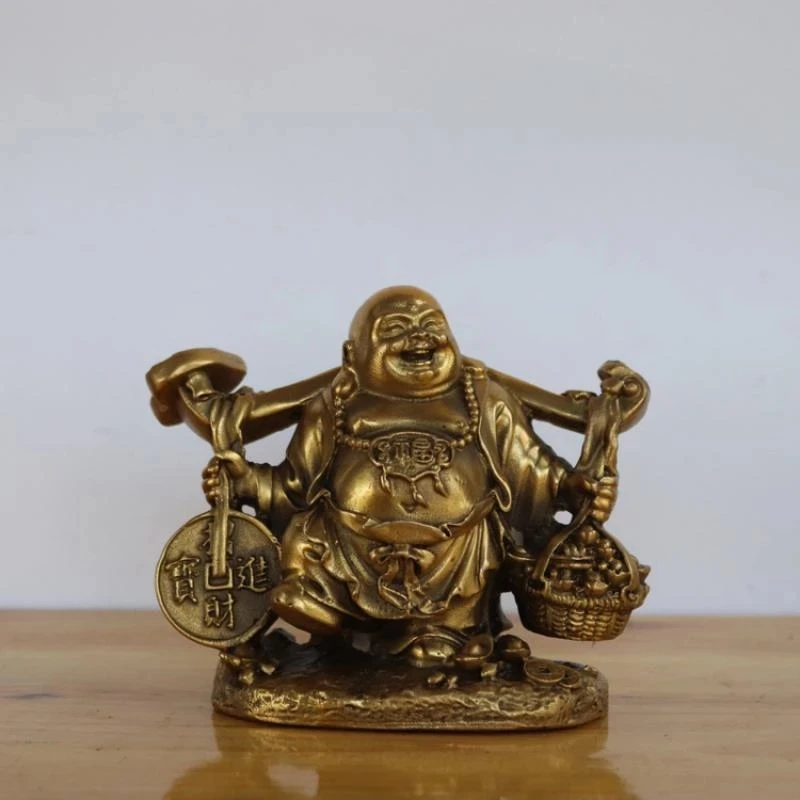 Китайский буддийский Fengshui тибетское серебряное Богатство Yuanbao Money Статуэтка Майтрейя