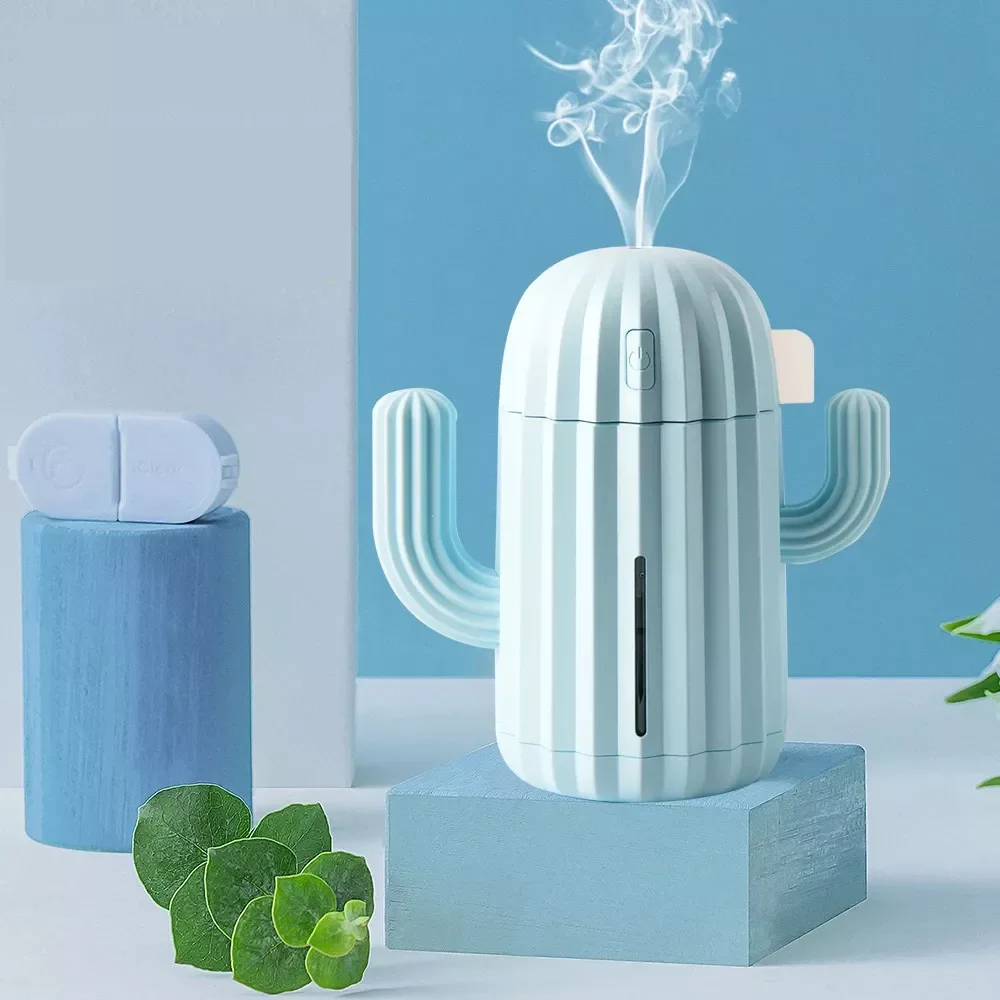 Cactus Air Humidifier 340ML USB Ultrasonic Timing Aromatherapy Essential Oil Diffuser Mist Maker Fogger Mini with LED Light