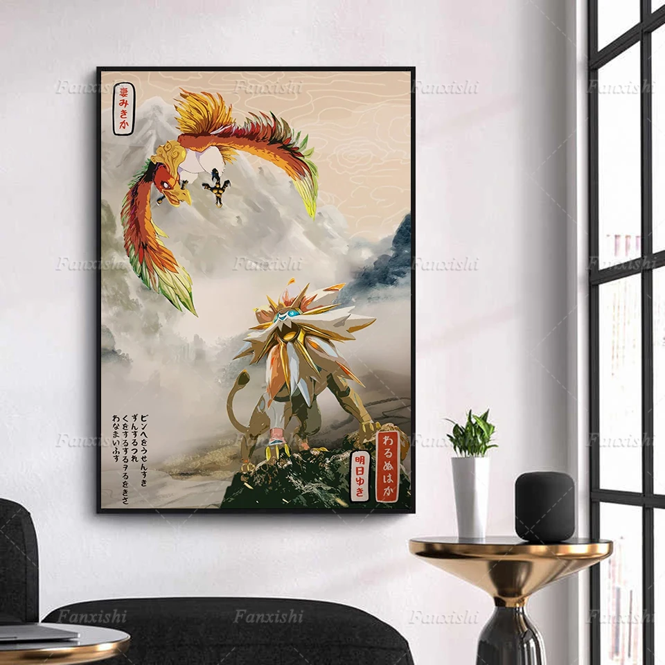 

Home Decor Wall Art Legendary Portrait Pokemon Pop Anime Canvas Painting Print Vintage Picture Modern Modular Boy Bedroom Poster