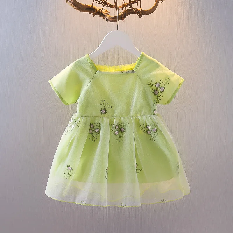 

Summer Kids Clothes Girls Dress Short Sleeve Flower Lace Baby Girl Casual Cute Princess Dress
