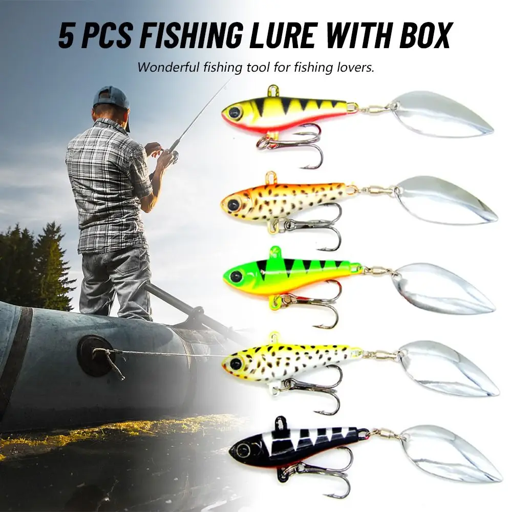 

6pcs Spinner Tackle 20g Rotate Spoon Metal Sequin Metal Fishing Bait Treble Hook Wobblers Crankbaits VIB Lure