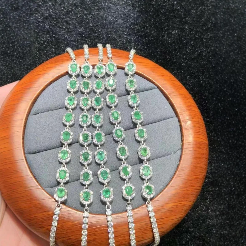 Натуральный Изумрудный браслет 925 серебряного цвета основной камень 3*4 м