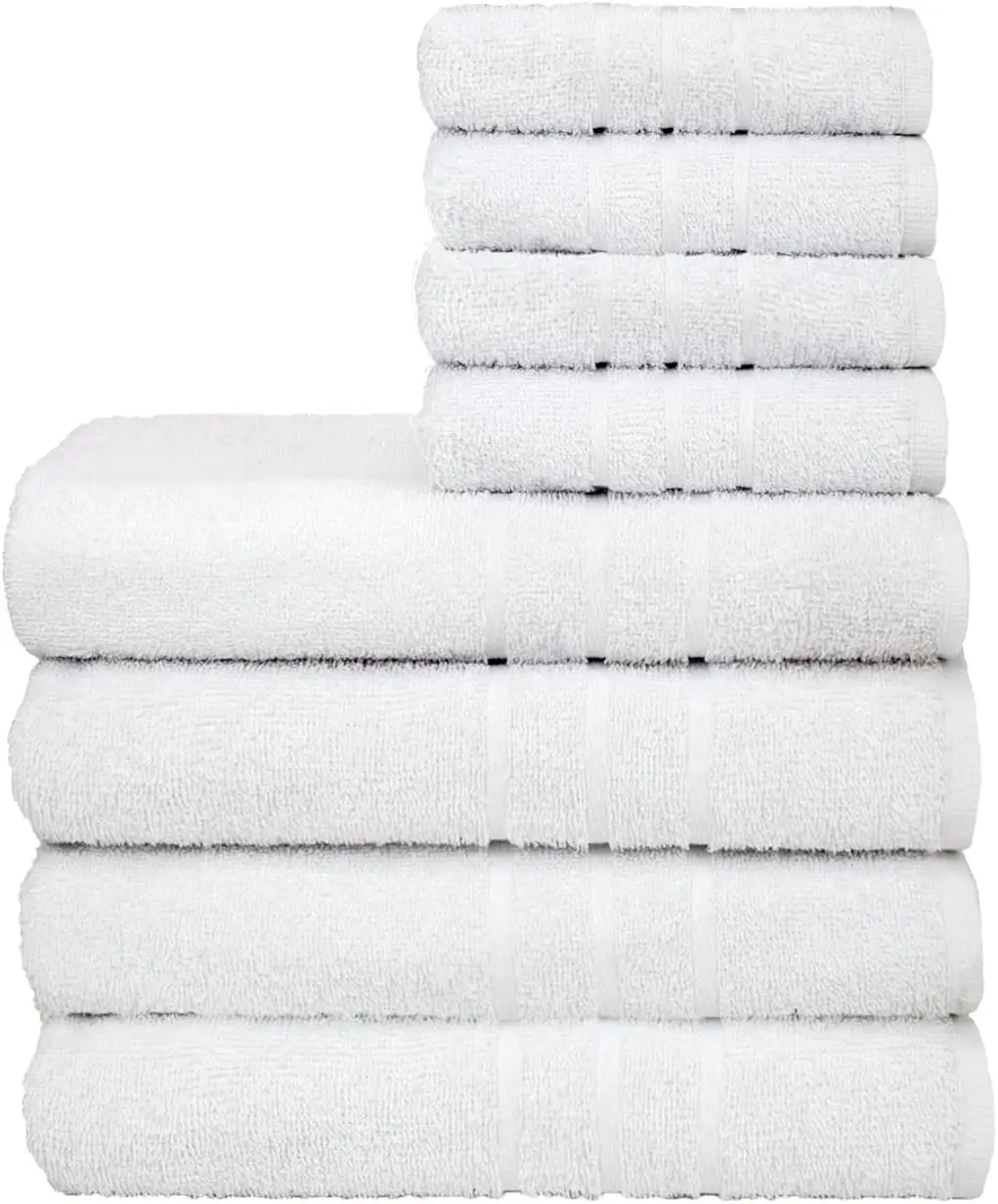 

car wash Hotel Towel Set - 4 Bath & 4 Face High Absorption - Professional Silver (White) Microfiber Towels Bathroom Hotel Bath T