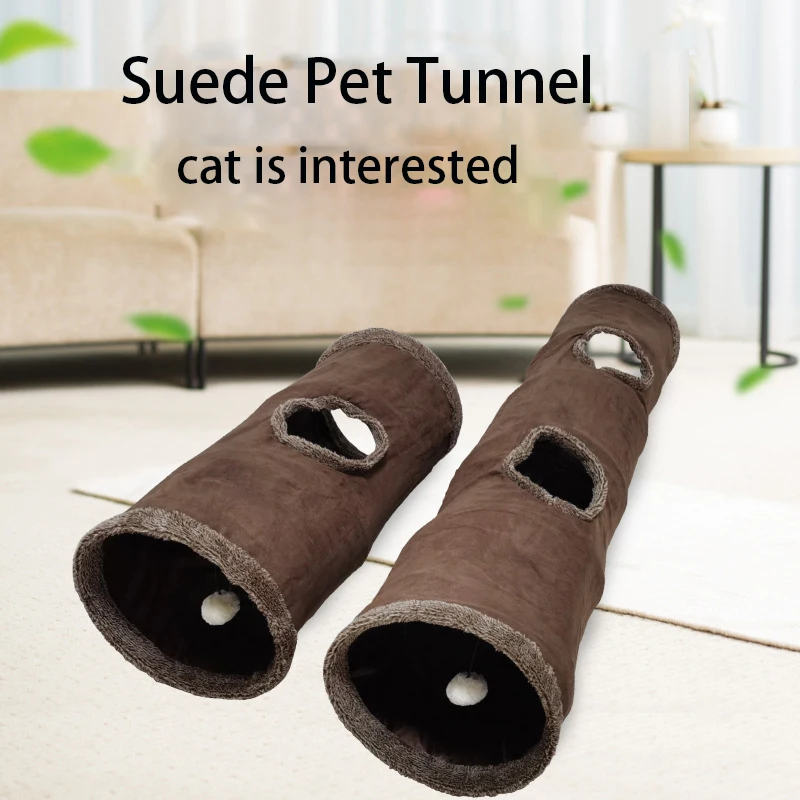 

Suede Cat Plush Pet Cat Toy Interactive Toys Funny Cat Pet Supplies Foldable Cat Tunnel Cat To Play By Itself Cat Accessories
