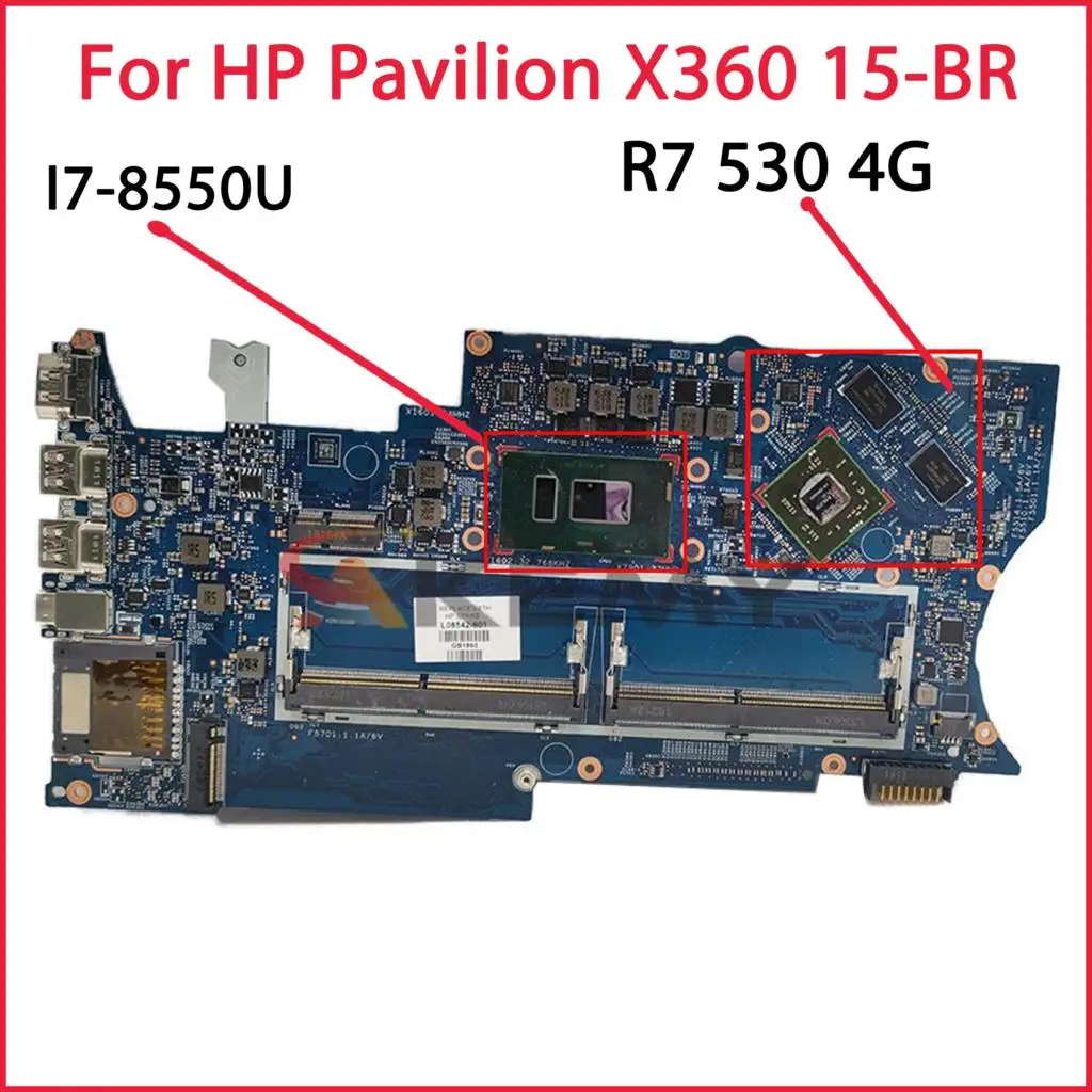 

Материнская плата для ноутбука HP Pavilion X360 15-BR 14-BR 936031-601 936031-001 I7-8550U CPU AMD Radeon R7 530 4G полное тестирование