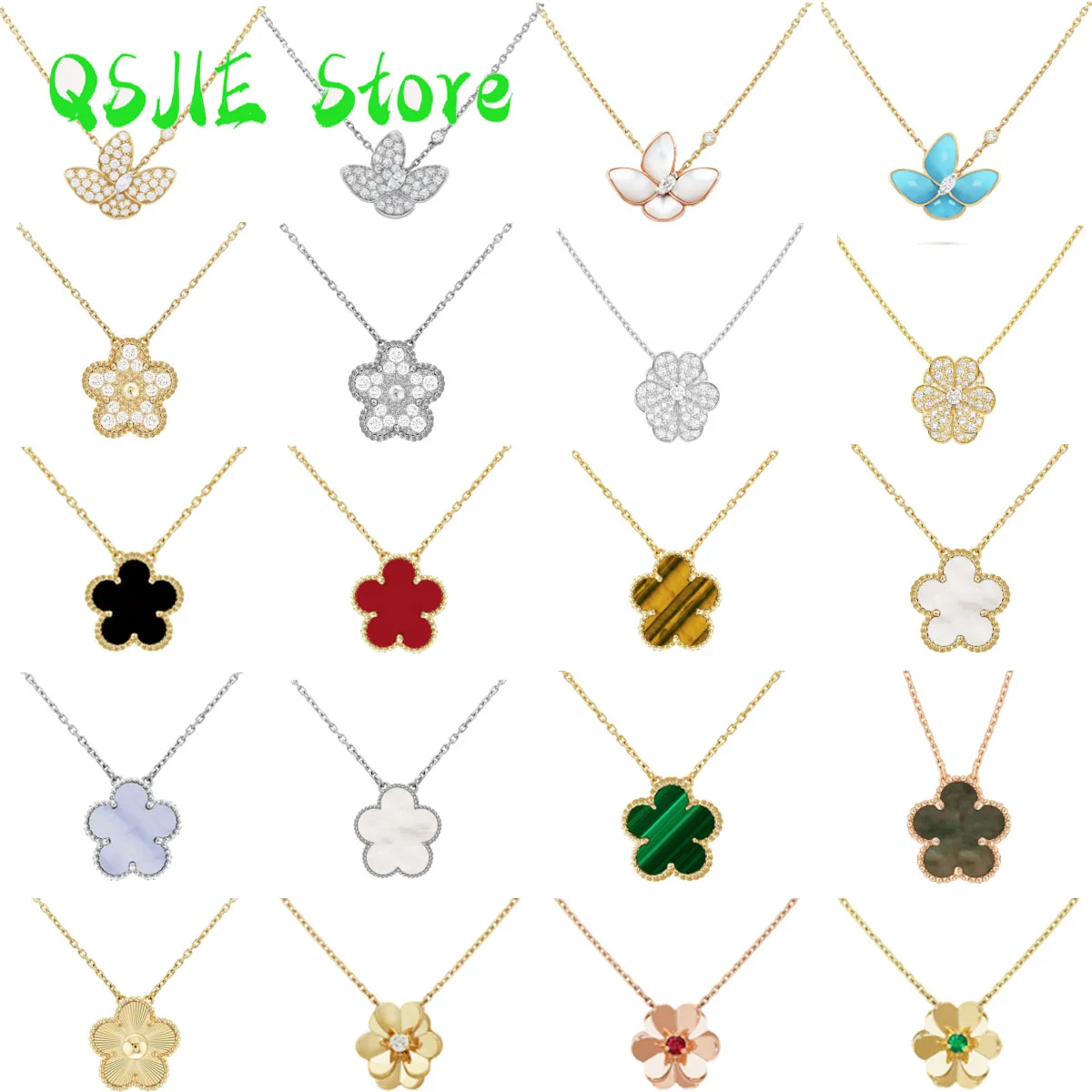 

Van Cleff Five Leaf Flower Jewelry Women's Necklace High Quality Plum Blossom Lucky Leaf Natural Gem Fritillaria Best Gift