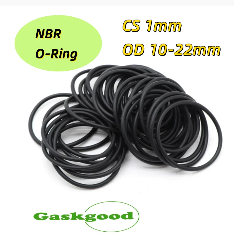 

100pcs O Ring Seal Gasket Thickness CS 1.0mm OD 10~22mm Nitrile Butadiene Rubber Spacer Oil Resistance Washer Round Shape