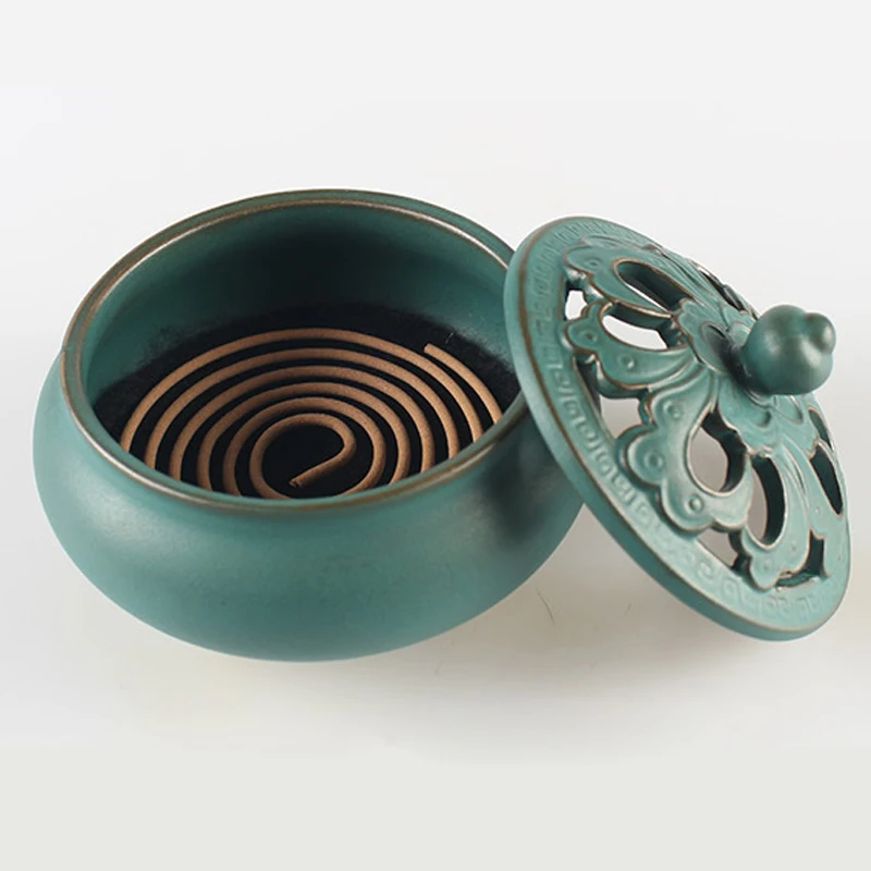 

T Special Coil retro incense burner Living Room ceramic incense holder creative home decor Buddha Buddhist Ornaments Xmas Gift