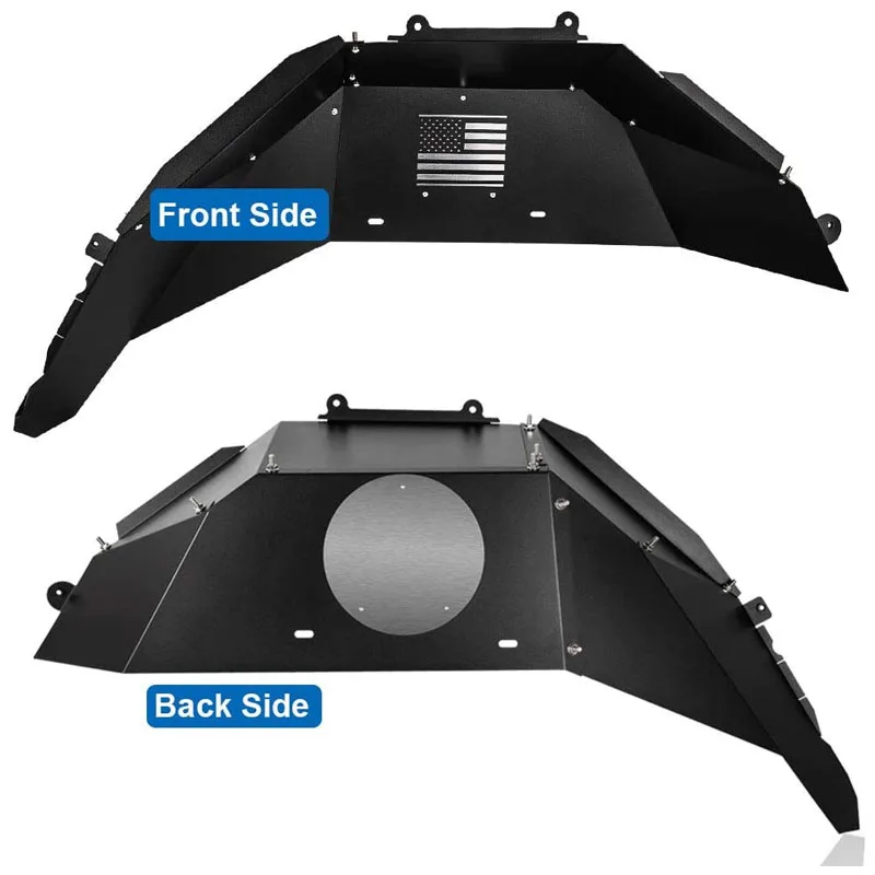 Rear Inner Fender Liners Fit for 2018 -2022 Jeep Wrangler JL JLU Aluminum Lightweight Design Splash Guards US Logo (Black)