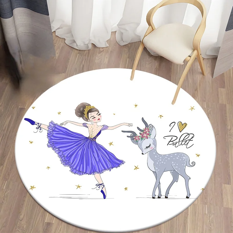

Round Rugs Ballet Girls Living Room Area Rugs Kids Rugs Bedroom Floor Mats Kids Room Decor