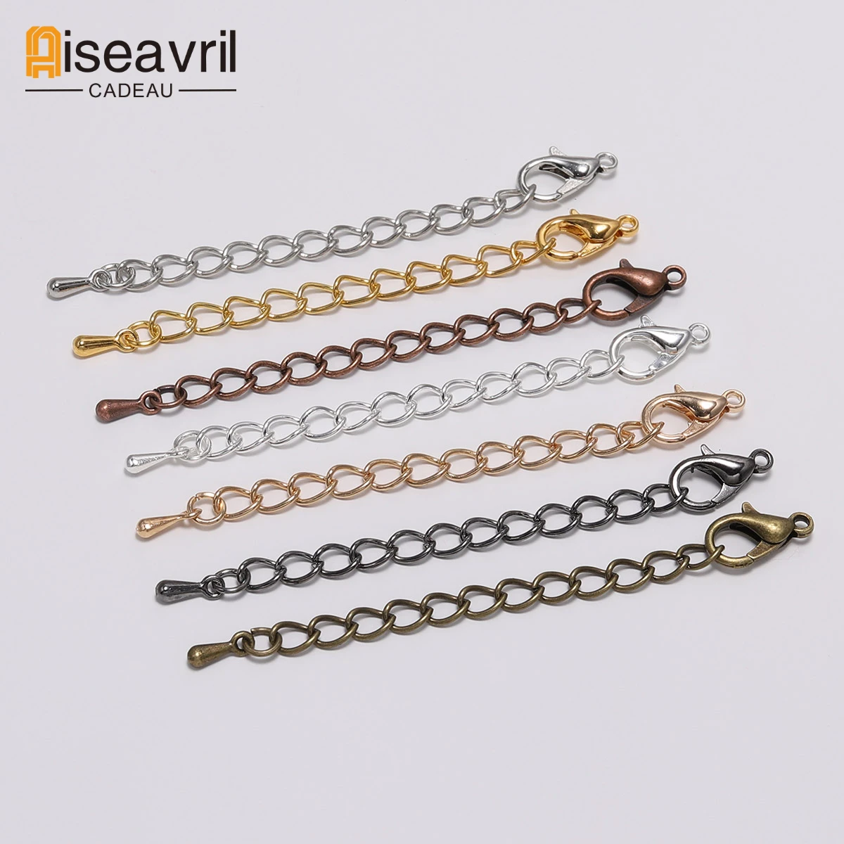 20pcs/lot 65-90mm Tone Extended Extension Tail Chain Lobster Clasps Connector for DIY Jewelry Making Findings Bracelet Necklace