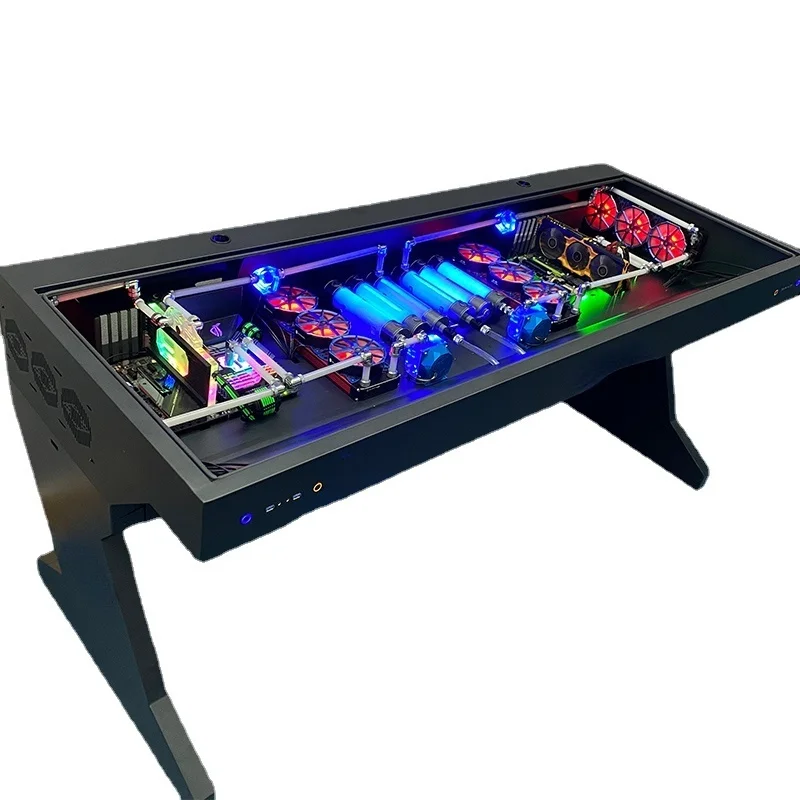 

Split water-cooled desktop computer chassis integrated table E-sports theme high-end cool alien science fiction module
