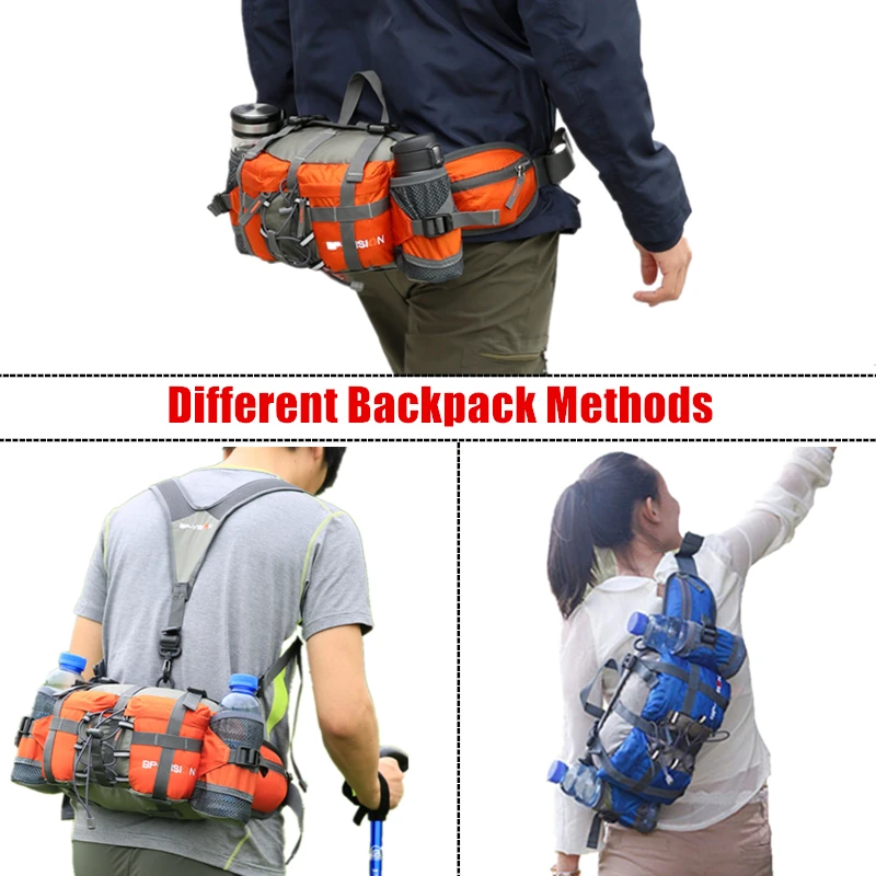 Outdoor Sports Waist Bag Waterproof Hiking Cycling Climbing Bicycle Pack Running Water Bottle Nylon Mountainering Bag
