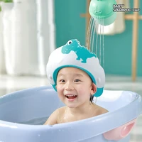 adjustable baby shower cap cute little dinosaur children wash hair shield toddler plastic ear protection waterproof bath hat