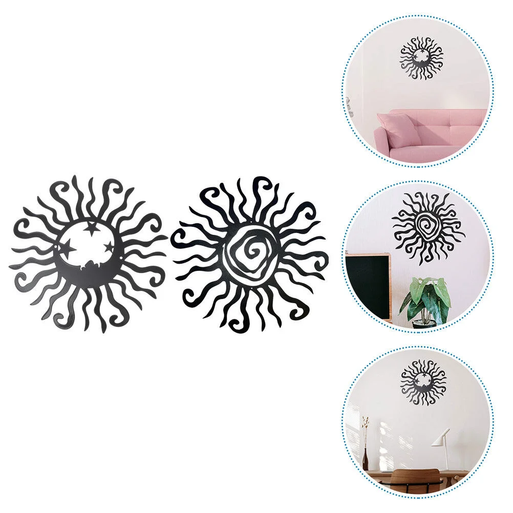 

2 Pcs Sun Decoration Wall Home Accents Outdoor Craft Iron Handicraft Decor For Outdoor Decorationations