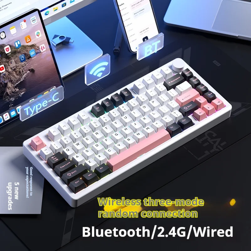 Фото Новая беспроводная механическая клавиатура LEOBOG Hi8SE, Bluetooth, трехрежимная, с ЧПУ, алюминиевый сплав, горячая замена, RGB, ноутбук, геймер, игровая клавиатура для ПК №3