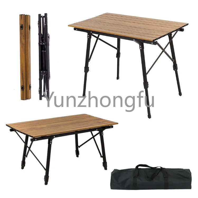 

Outdoor Aluminum Alloy Picnic Egg Roll Table Elevated Folding CampingTable
