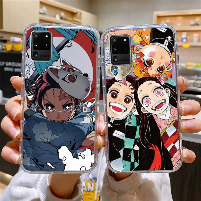 

Cute Japan Demon Slayer Phone Case For Samsung Galaxy S10 S10e A70 Edge S22 S23 Plus Ultra Note10 Transparent Cove