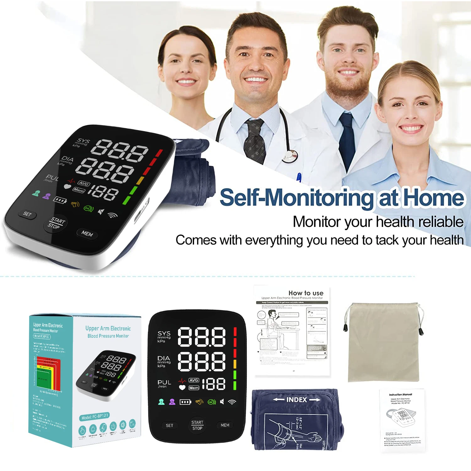 Автоматический монитор артериального давления Kingclinic с дизайном в стиле руки 2x120