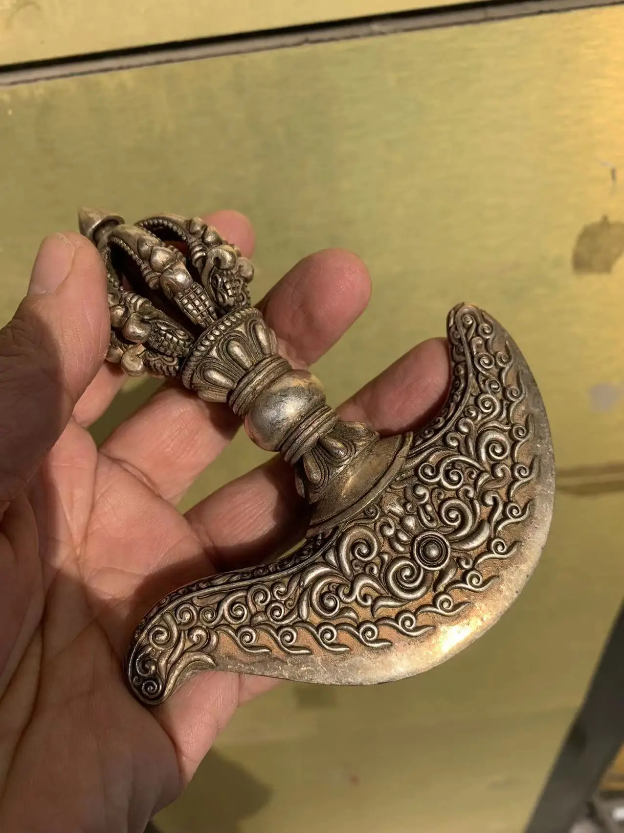 

Антикварная старая коллекция тибетское серебро подавляющее зло волшебное оружие, #01, бесплатная доставка