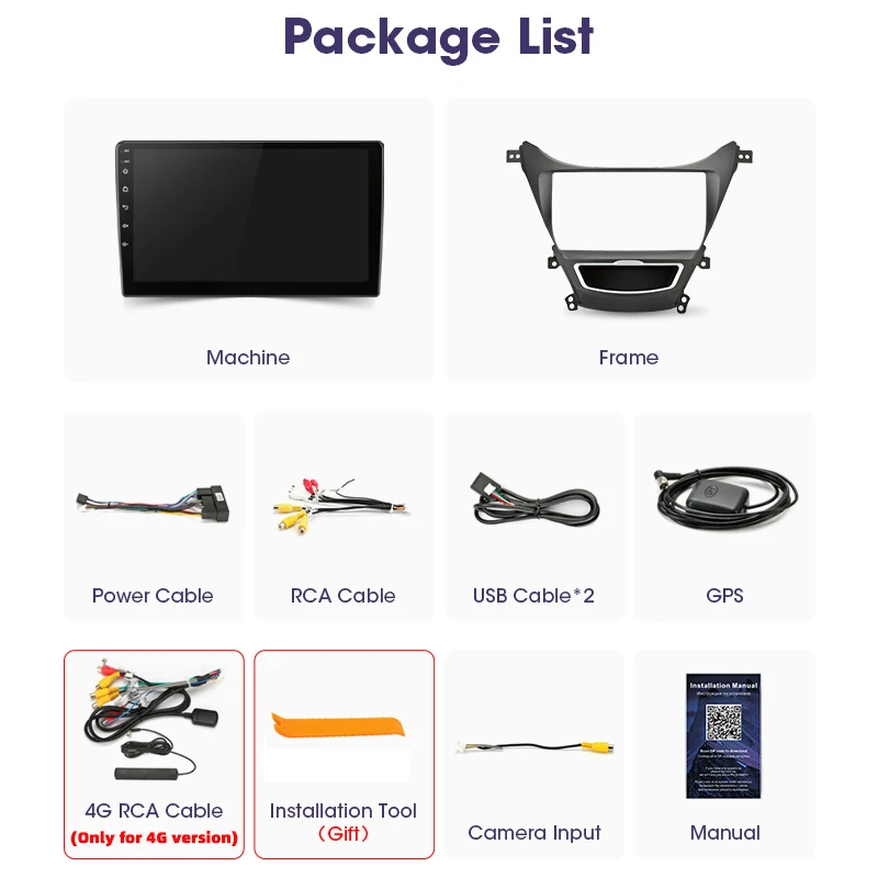 $88.99 JMCQ Car Radio Android 10 For Hyundai Elantra Avante I35 2011-2016 Multimedia Player 2 din GPS Navigaion dvd Stereo Head unit