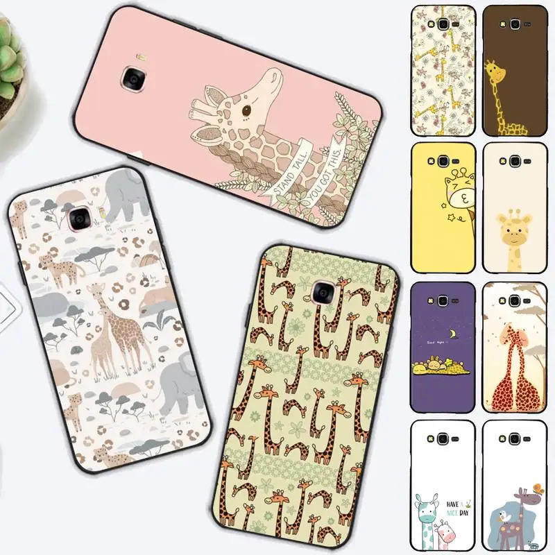 

Cartoon Animal Giraffe Phone Case for Samsung J 2 3 4 5 6 7 8 prime plus 2018 2017 2016 core