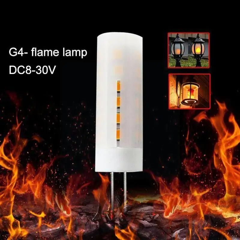 

Torch Light LED Fire Flame Bulb G4 Flickering Flame Emulation Decoration Corn Burning DC lamp Corn Flicker 2W Effect light L9Z8