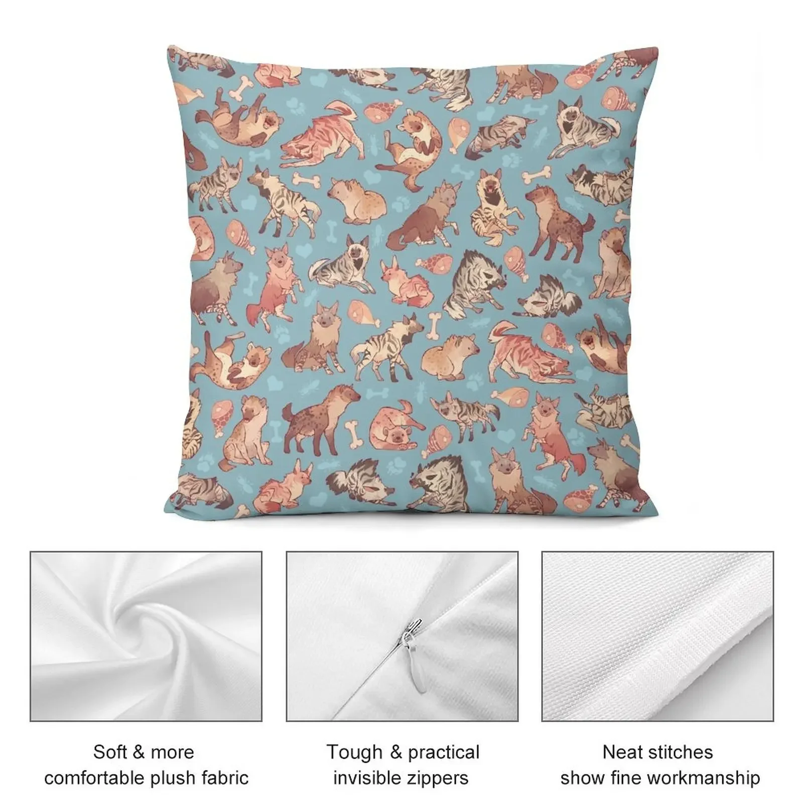 Hyenas in cerulean Декоративная подушка Рождественские наволочки Чехлы на подушки