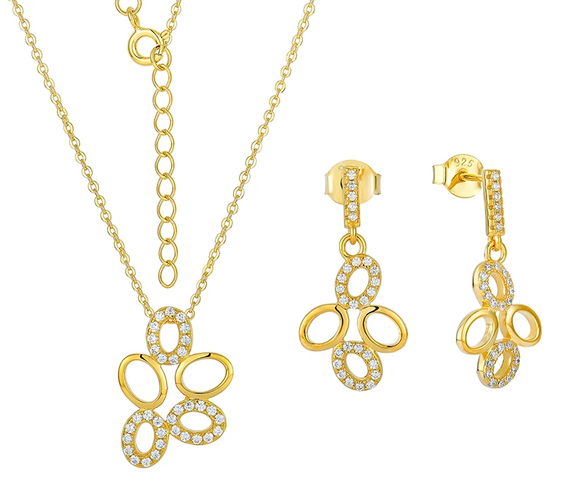 Серьги и ожерелье из серебра 925 пробы с цирконием QX CUSTOM OEM