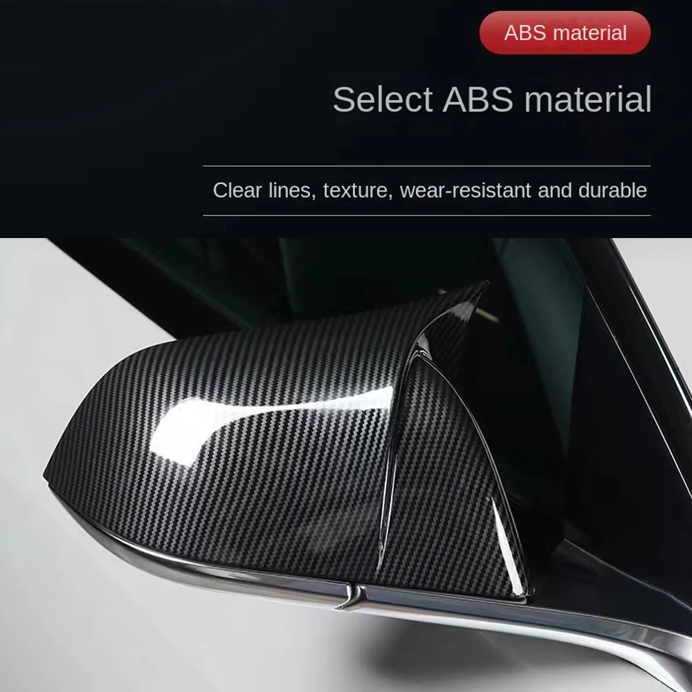 

For Tesla Model 3/Y Carbon Fiber Black/Bright Black Car Horn Style Rearview Side Mirror Cover Caps car-styling