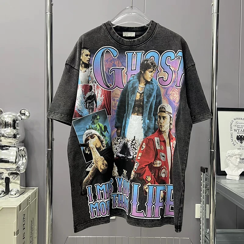 

2023ss Justin Bieber Print Hip-Hop T-Shirt Men Women Best Quality T Shirt Tops Tee