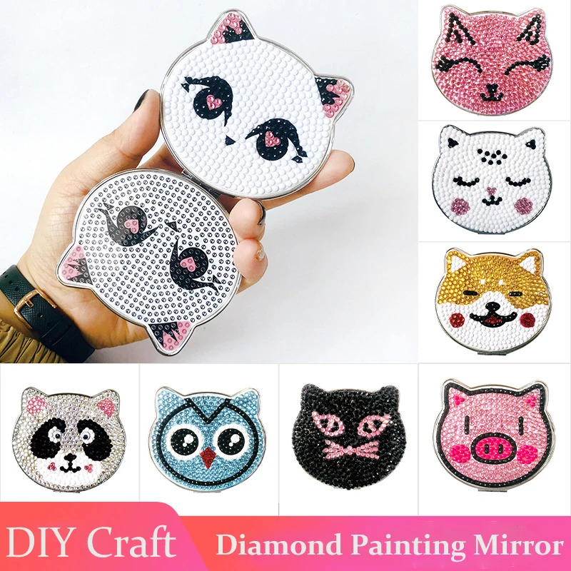 

5D «сделай сам», алмазная живопись, зеркало для макияжа, мультяшное животное, алмазная вышивка, вышивка крестиком, складные женские зеркала для макияжа, подарок