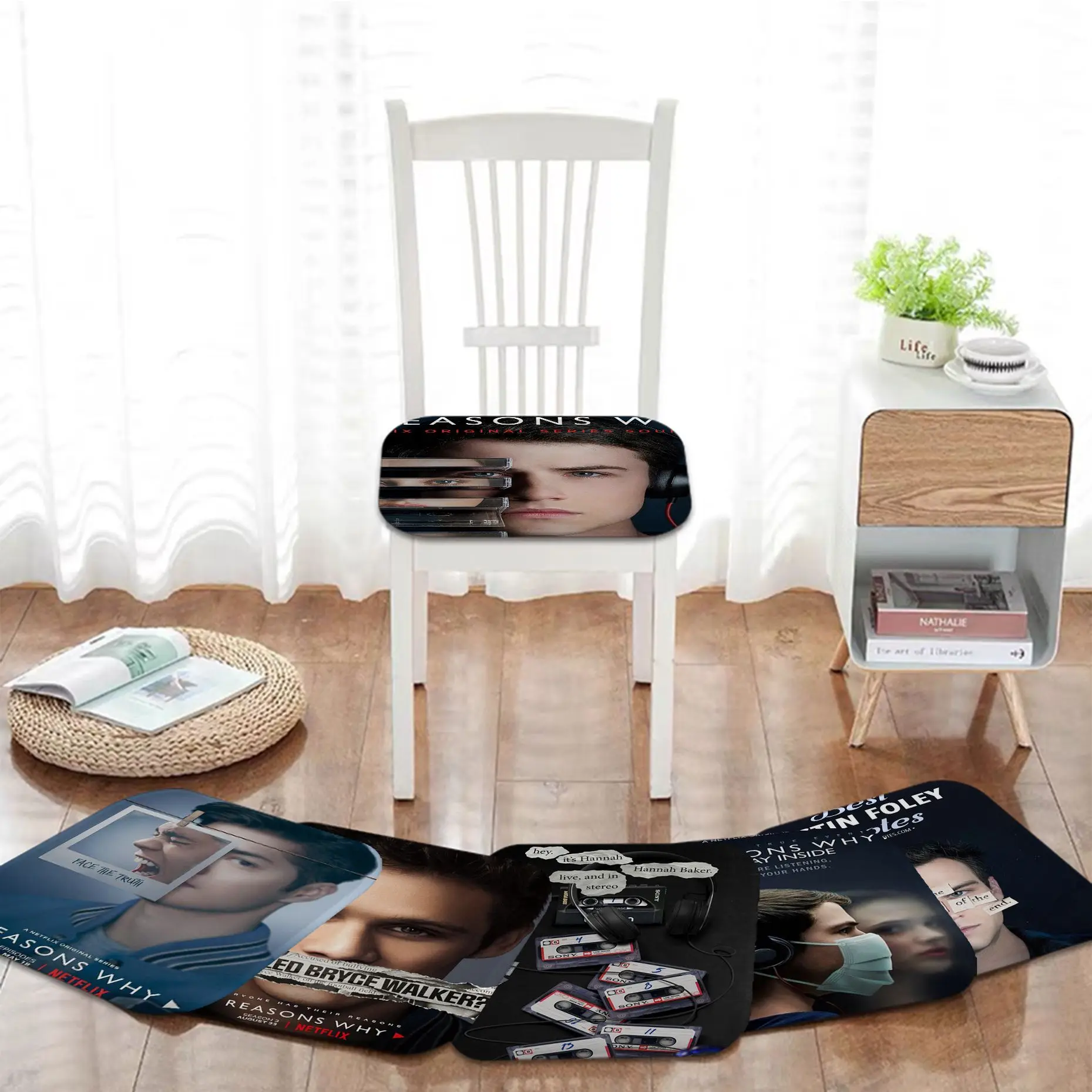 

American Film 13 Reasons Cushion Mat Tie Rope Chair Cushion Soft Office Car Seat Comfort Breathable 45x45cm Cushion Pads