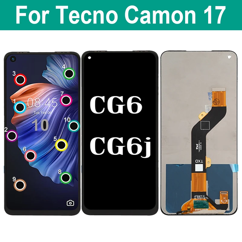 

Original 6.6'' For Tecno Camon 17 Camon17 CG6 CG6j LCD Display Touch Screen Replacement Digiziter Assembly