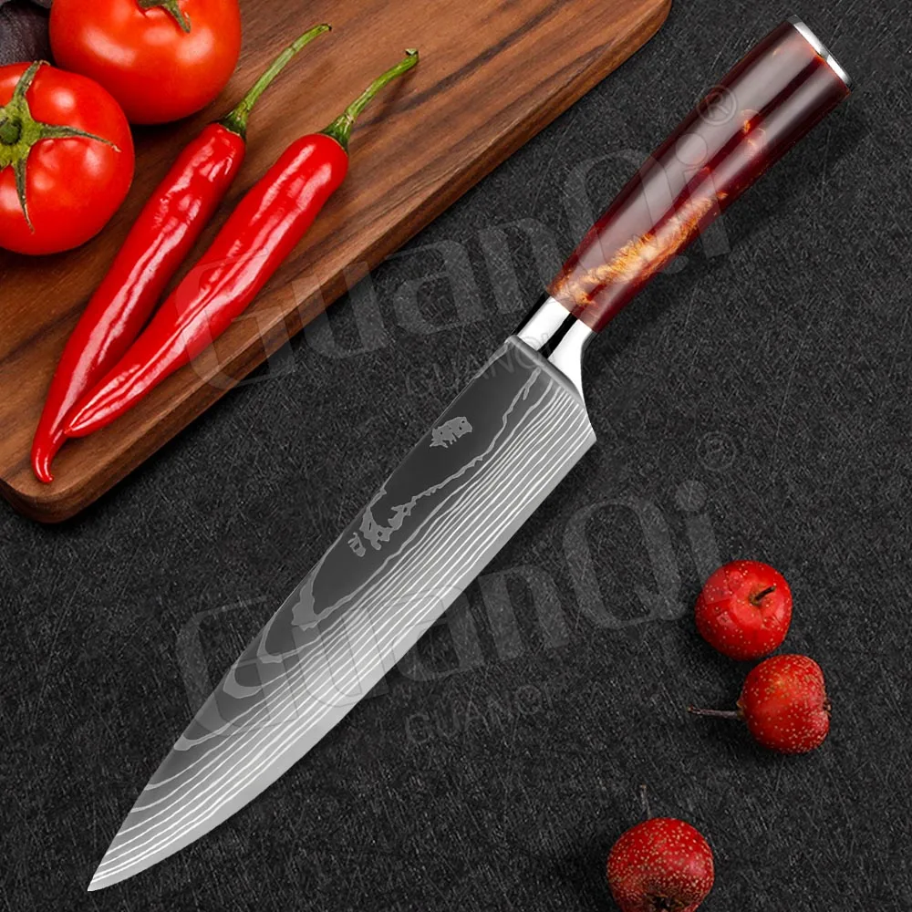 Набор ножей 1-6 шт. шеф-нож из дамасской стали профессиональный резак нержавеющей