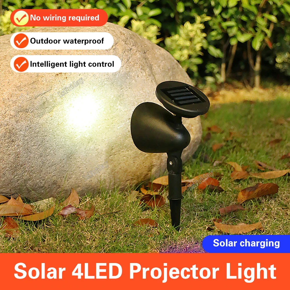 

180° Rotation Outdoor Solar Powered Spotlights Lights 4 LED Lawn Lamp IP65 Waterproof Landscape Lights Villa Garden Decoration