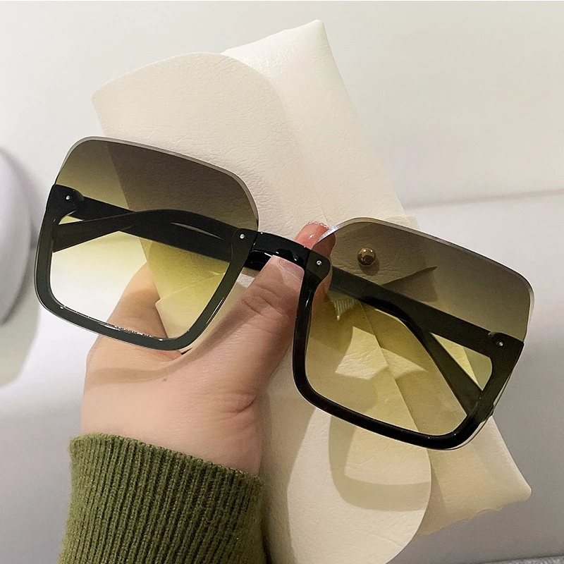 

2022 Retro Sunglasses Women Brand Designer Fashion Rimless Gradient Sun Glasses Shades Cutting Lens Ladies Frameless Eyeglasses