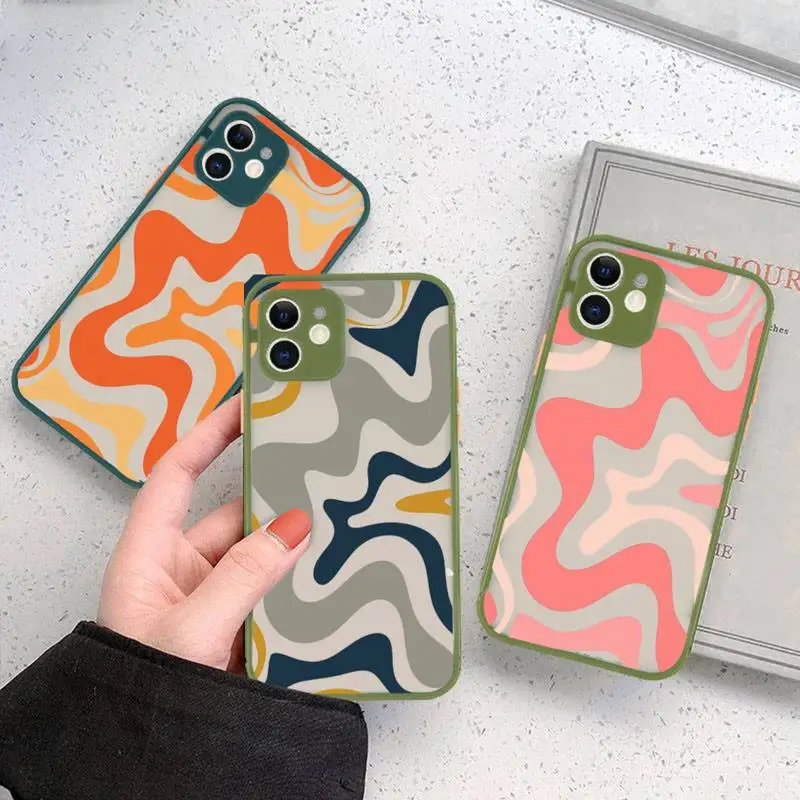 

Modern Liquid Swirl Abstract Pattern Phone Case matte transparent For iphone 11 12 13 6 s 7 8 plus mini x xs xr pro max cover
