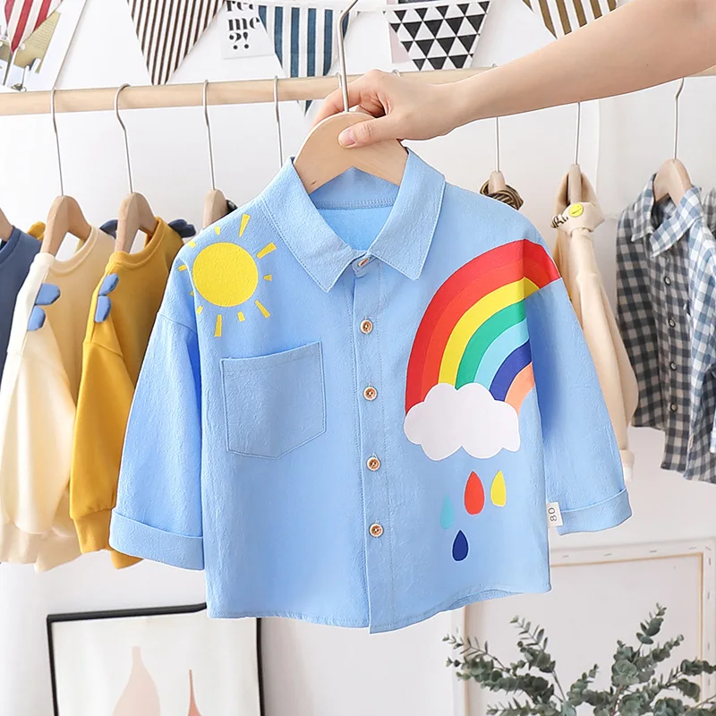 

2021 New Spring Autumn Baby Boys Girls Clothes Children Cotton Cartoon Shirt Toddler Fashion MG006
