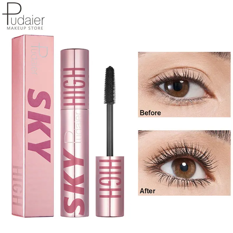 Pudaier 4D Sky Mascara Lengthening Black Eyelash Extensions Waterproof Lash Silk Graft Lashes Brush Eyes Makeup Beauty Cosmetic