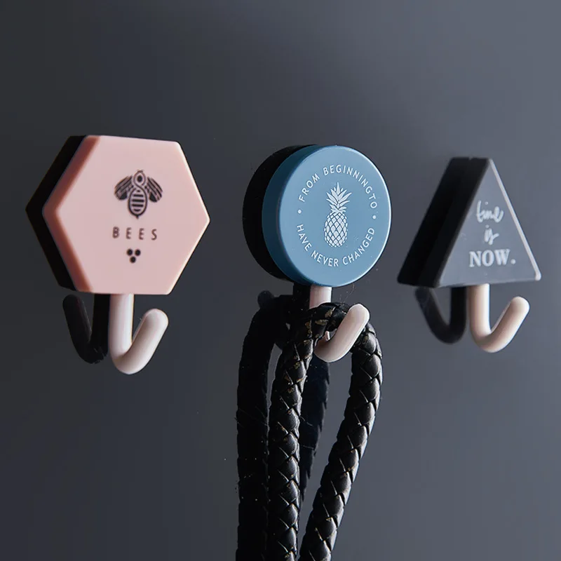 

Modern Minimalist Strong Viscose Punch Storage Bathroom Kitchen Hooks Dormitory Door Back Wall Creative Hanging Key Holder