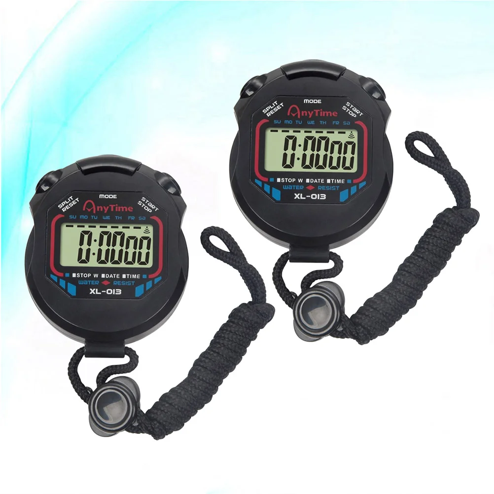 

2pcs Stopwatch LCD Display Digital Handheld Chronograph Stopwatch Timer for Referees Sports Coaches Runner Kids