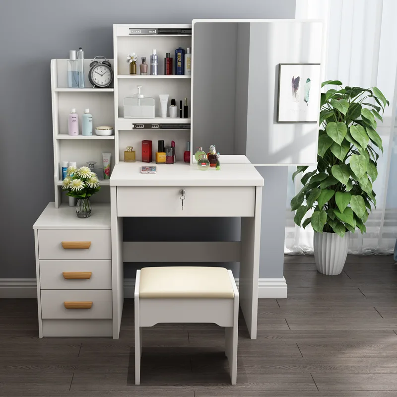 

Fashion Dressing Table Vanity Desk with Mirror Stool Makeup Vanity with Drawer Storage Bedroom Furniture туалетный столик